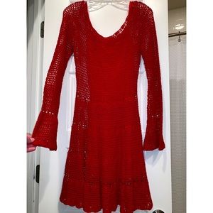Free People Red Knit/crochet Dress